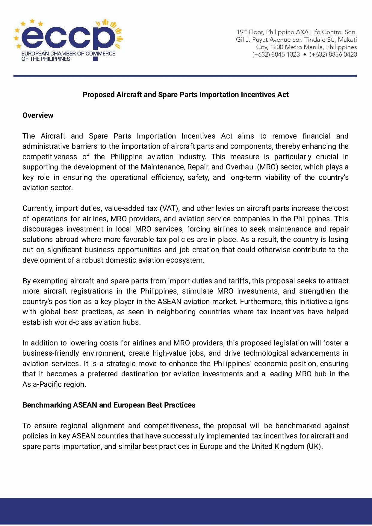 Proposed Aircraft and Spare Parts Importation Incentives Act